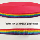 Ausverkauf Gurtband Regenbogen 2,5 mm stark 20 mm breit...