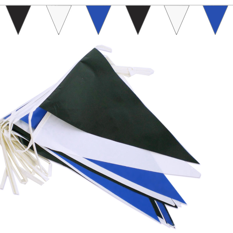 Wimpelkette Schwarz-Weiß Karo – 10 M Mit 20 Wimpeln, Je 30x20 Cm, Aus PVC, Wetterfest, Für Geburtstage, Hochzeiten, Gartenpartys & Outdoor-Deko